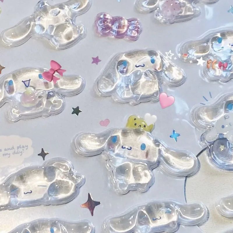 3D Sanrio Hello Kitty Anime Sticker Jelly Toys Phone DIY Crystal Decorative Stickers Christmas Cards Decorative Stickers Gifts