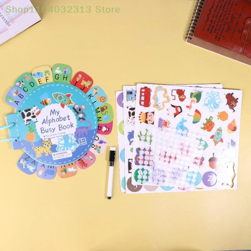 Interactive Activity Book Quiet Book Alphabet Stickers for Kids Brain Development