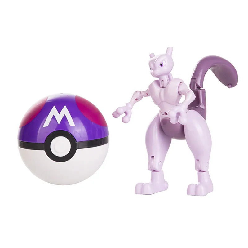 Pokemon Anime Figure Pikachu Mewtwo Charizard Genuine Box Pocket Monster Action Deformation Pokeball Toy Figures Model Gifts