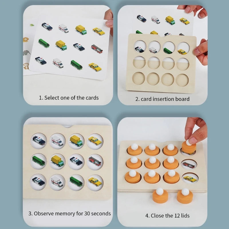 Montessori Memory Match Chess Game 3D Puzzles Wooden Early Educational Family Party Casual Interaction Game Toy For Children Kid