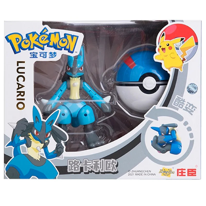 Pokemon Anime Figure Pikachu Mewtwo Charizard Genuine Box Pocket Monster Action Deformation Pokeball Toy Figures Model Gifts
