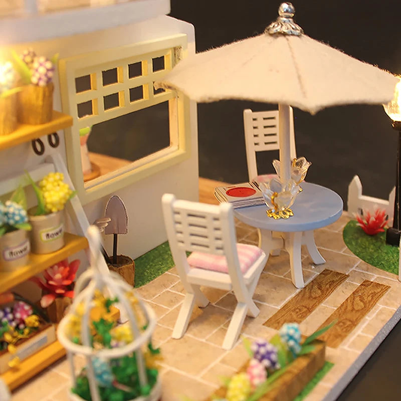 3D Puzzle Building Model Kit Wooden Miniature Doll House With LED Lights Assembled DollHouses Home Decoration Birthday Gifts