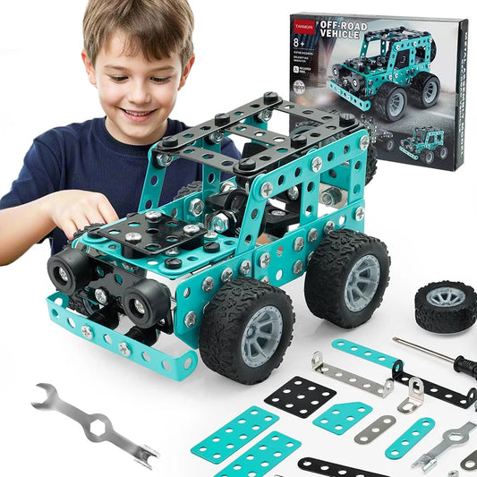 Building Toys Model Truck Set STEM Building Projects Model Car Kit Toys for Kids Assembly Toys for Boys 3D Metal Engineering Kit