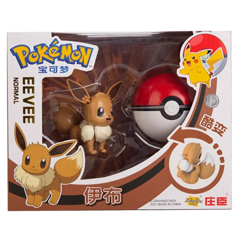 Pokemon Anime Figure Pikachu Mewtwo Charizard Genuine Box Pocket Monster Action Deformation Pokeball Toy Figures Model Gifts