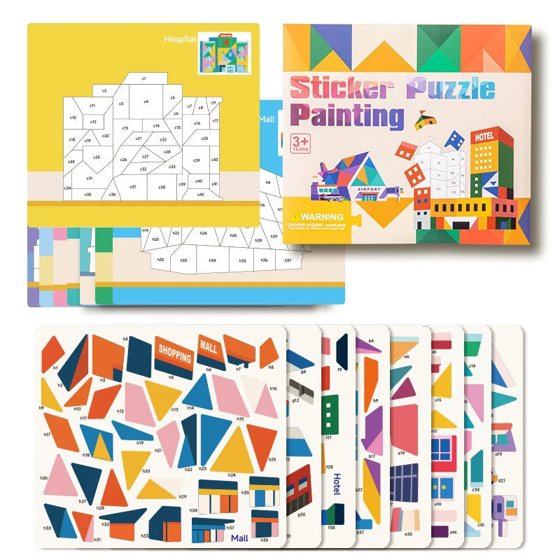 3D Puzzle Sticker DIY Craft Art Kit with Self-Adhesive Paper Back-to-School Gift Animal Collages Creative Handcraft Educational