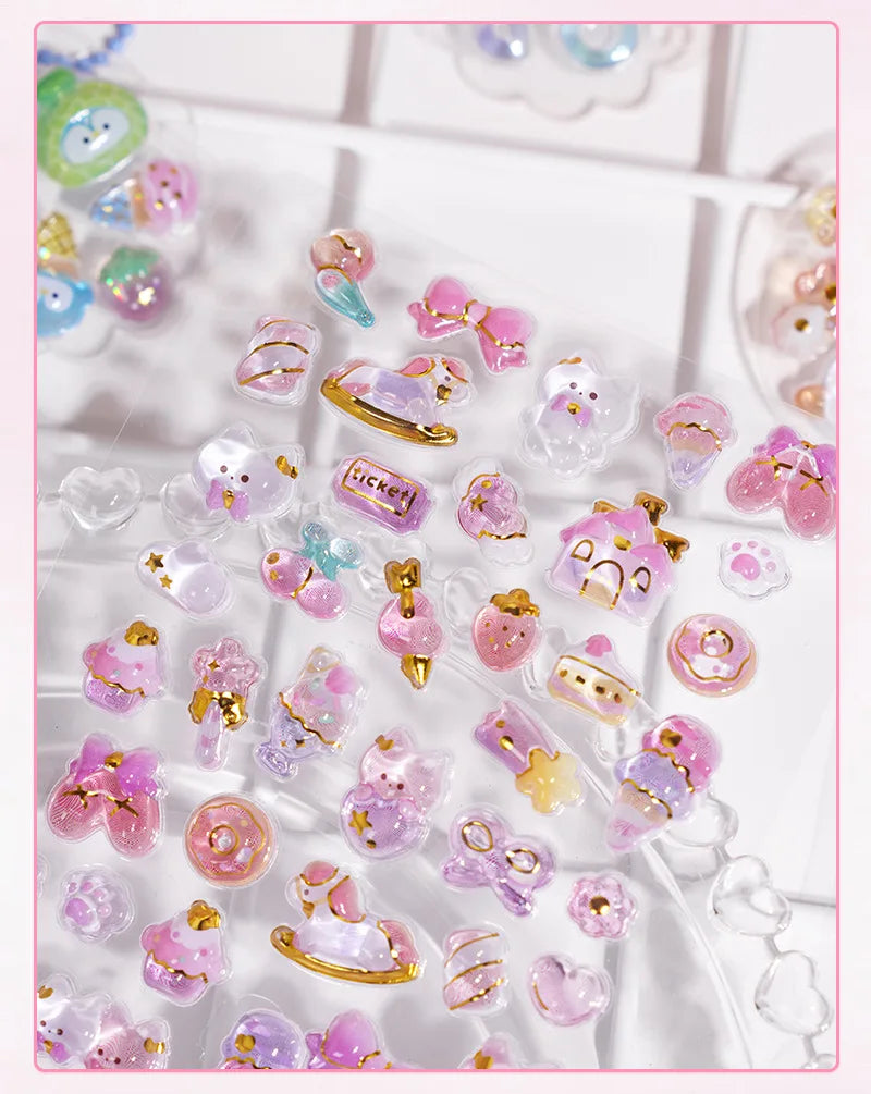 In stock 3D Kids Stickers Cat and Bunny DIY Decorative Stickers for Phones, Notebooks, and Educational Rewards