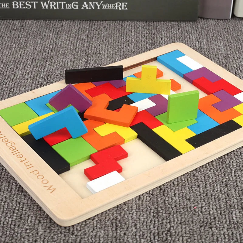 3D Wooden Russia Puzzle Baby Early Education Color Shape Game Children Thinking Logic Square Toy Puzzle For Kids Christmas Gifts