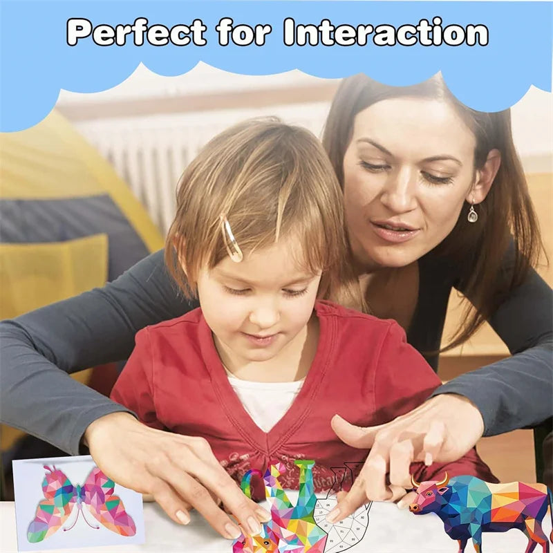 3D Geometric Collage Educational Toy For Kids Cartoon Stickers Beginner Craft Kit For Children
