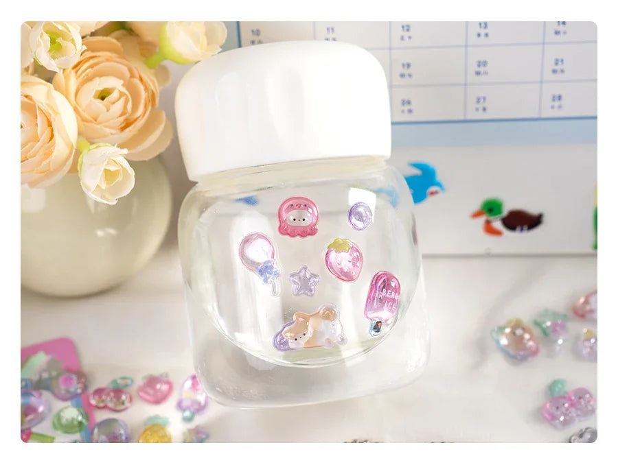 3D Embossed Stickers for Girls - Cute Cartoon Ice Cream/Fruit/Animal - Journal Decor Decals  kawaii