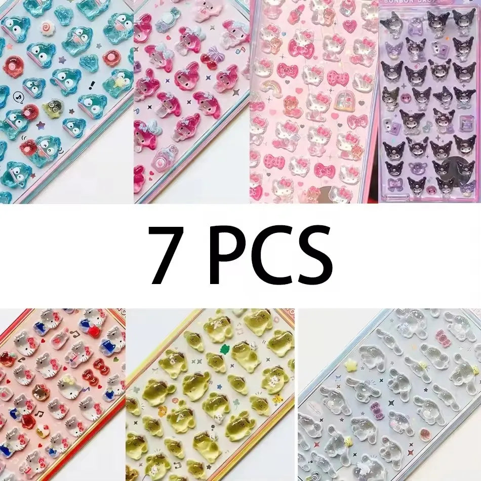 3D Sanrio Hello Kitty Anime Sticker Jelly Toys Phone DIY Crystal Decorative Stickers Christmas Cards Decorative Stickers Gifts