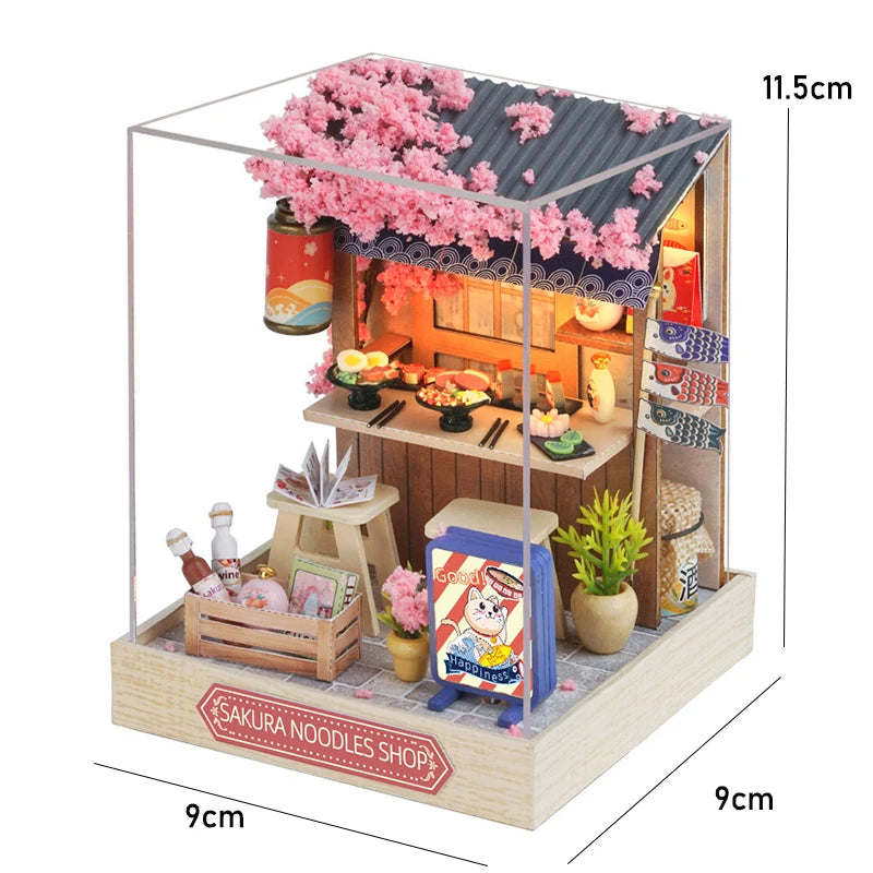 3D Puzzle Building Model Kit Wooden Miniature Doll House With LED Lights Assembled DollHouses Home Decoration Birthday Gifts