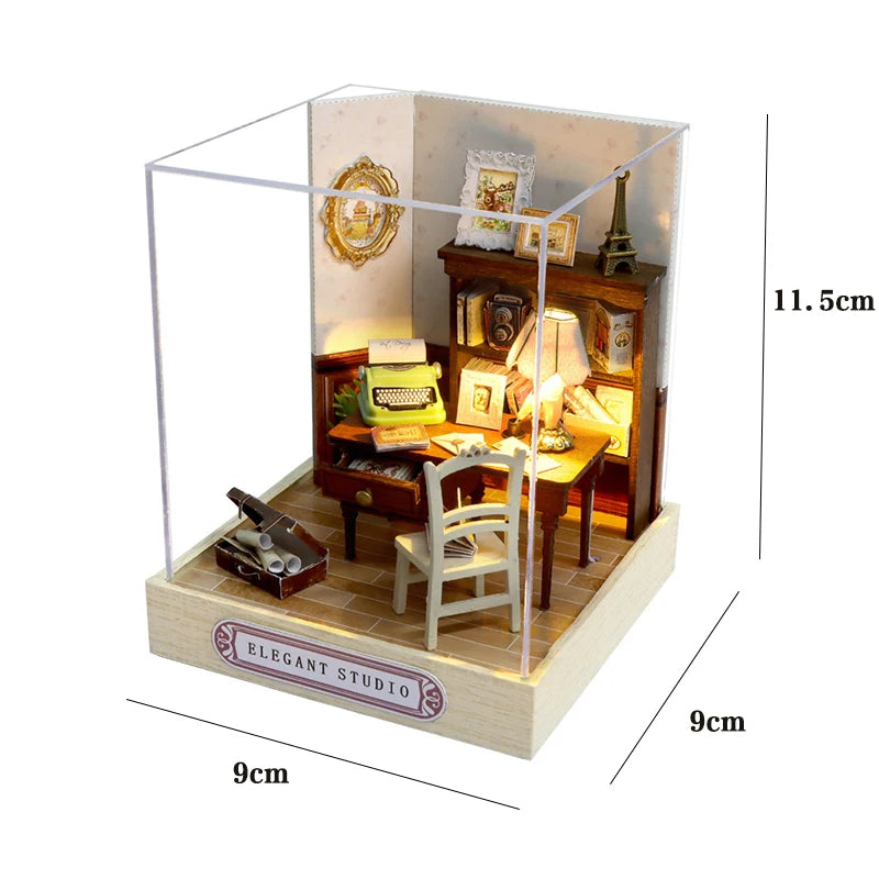 3D Puzzle Building Model Kit Wooden Miniature Doll House With LED Lights Assembled DollHouses Home Decoration Birthday Gifts
