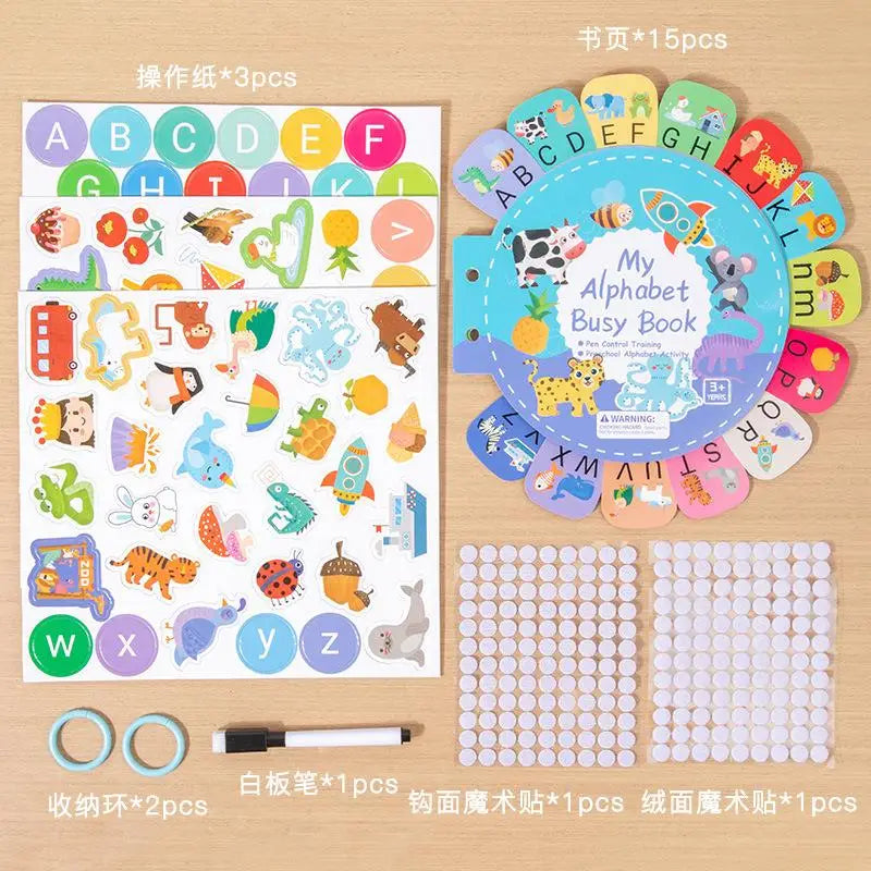Interactive Activity Book Quiet Book Alphabet Stickers for Kids Brain Development