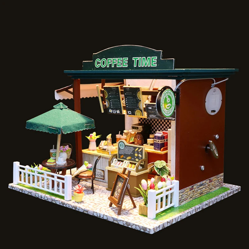 3D Puzzle Building Model Kit Wooden Miniature Doll House With LED Lights Assembled DollHouses Home Decoration Birthday Gifts