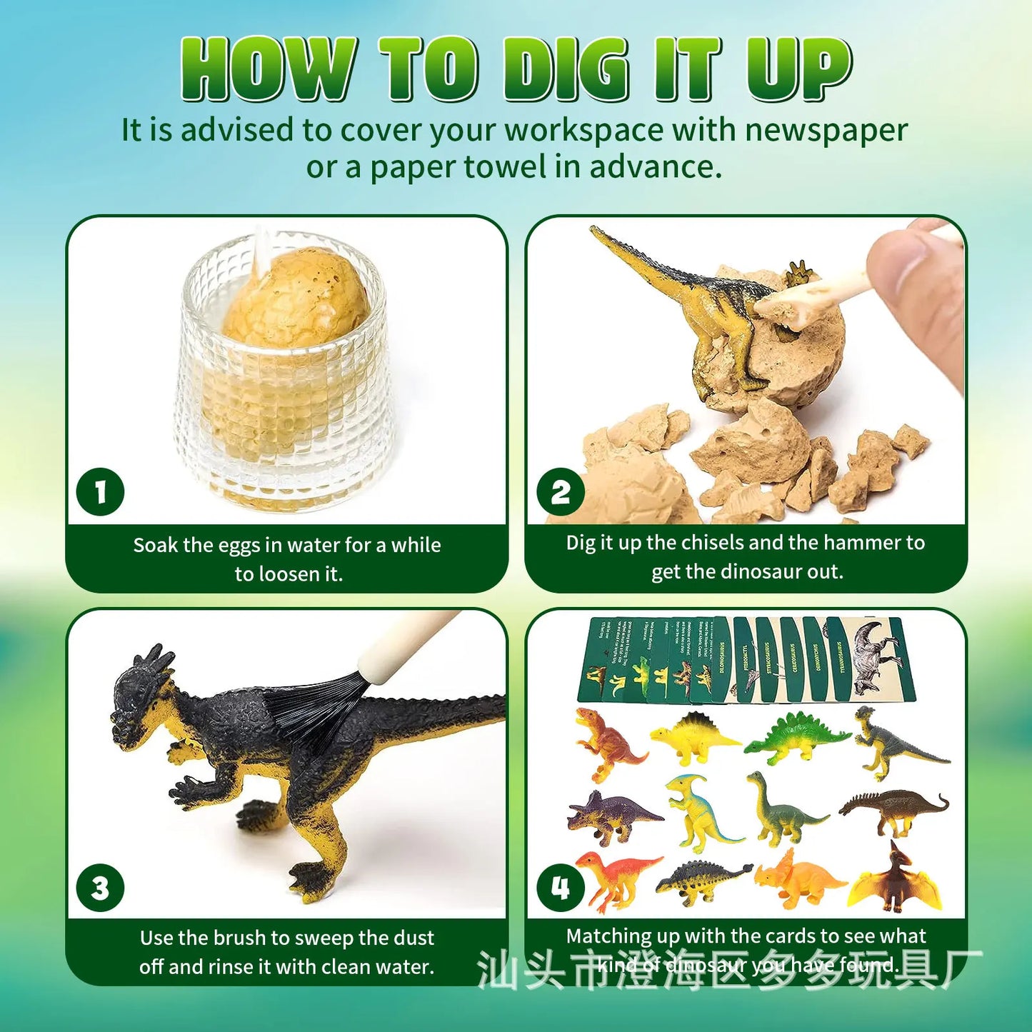 Dinosaur Egg Excavation Dig Kit for Kids STEM Learning Toy Realistic Dinosaur Model Educational DIY Science Activity