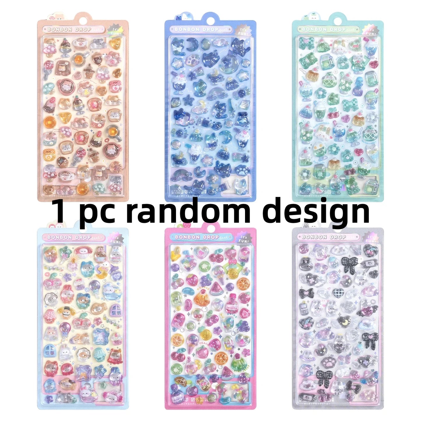 3D Embossed Stickers for Girls - Cute Cartoon Ice Cream/Fruit/Animal - Journal Decor Decals  kawaii