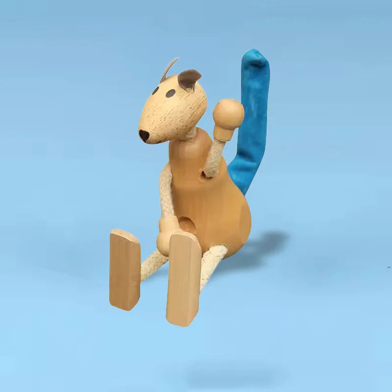 Wooden Action Toy Figures Simulation Animal Movable Joint Model Doll Elephant Monkey Giraffe Lion Educational Toys For Children