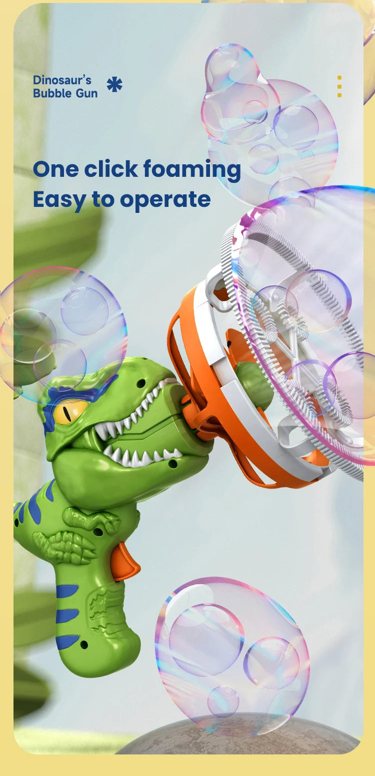 Dinosaur Electric Bubble Gun Automatic Blowing Tuba Large Soap Handheld Bubble Machine Kids Toys Birthday Party Outdoor Wedding