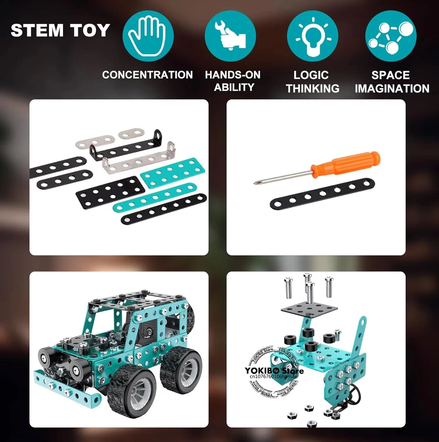 Building Toys Model Truck Set STEM Building Projects Model Car Kit Toys for Kids Assembly Toys for Boys 3D Metal Engineering Kit
