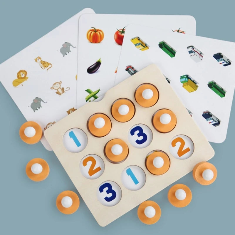 Montessori Memory Match Chess Game 3D Puzzles Wooden Early Educational Family Party Casual Interaction Game Toy For Children Kid