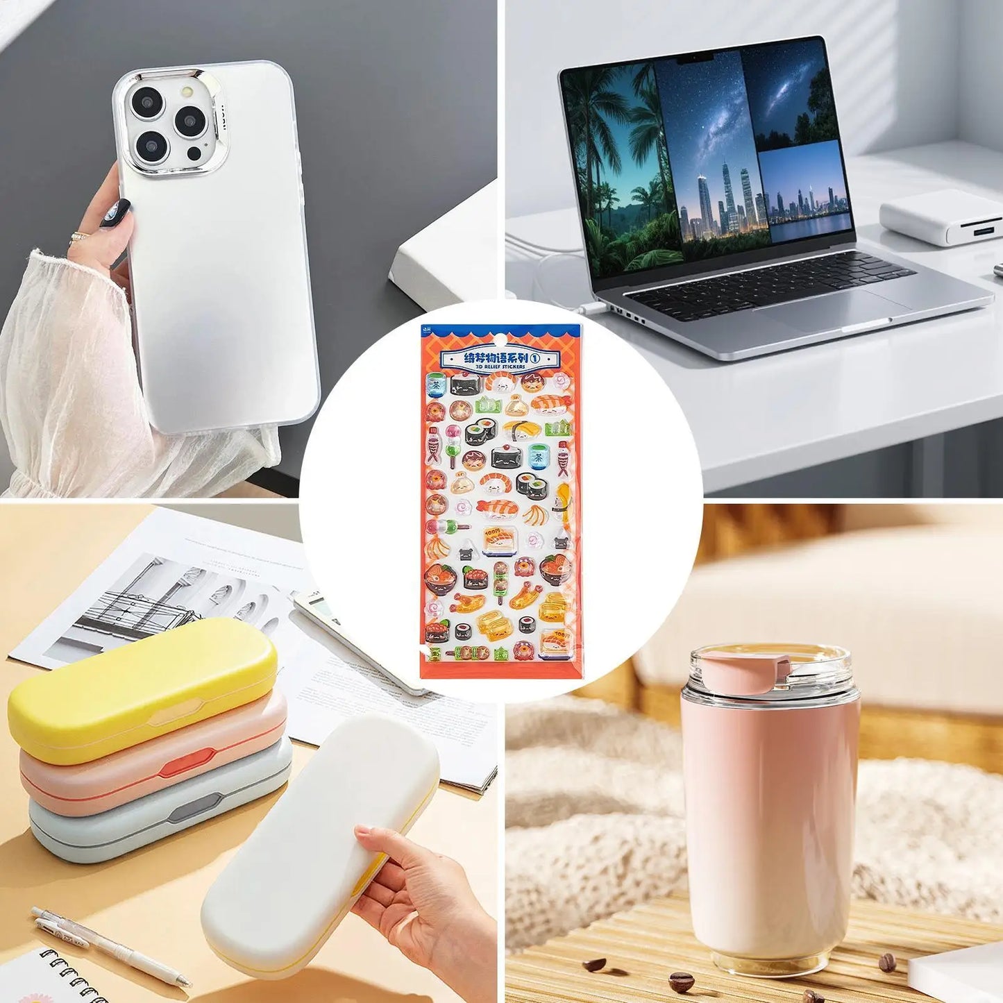 3D Stickers for Kids Cartoon Adhesive Decals Foods Theme 3D Puff Sticker for Laptops Phone Case Party Birthday Classroom Reward
