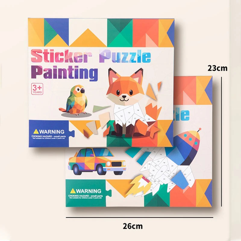 3D Puzzle Sticker DIY Craft Art Kit with Self-Adhesive Paper Back-to-School Gift Animal Collages Creative Handcraft Educational