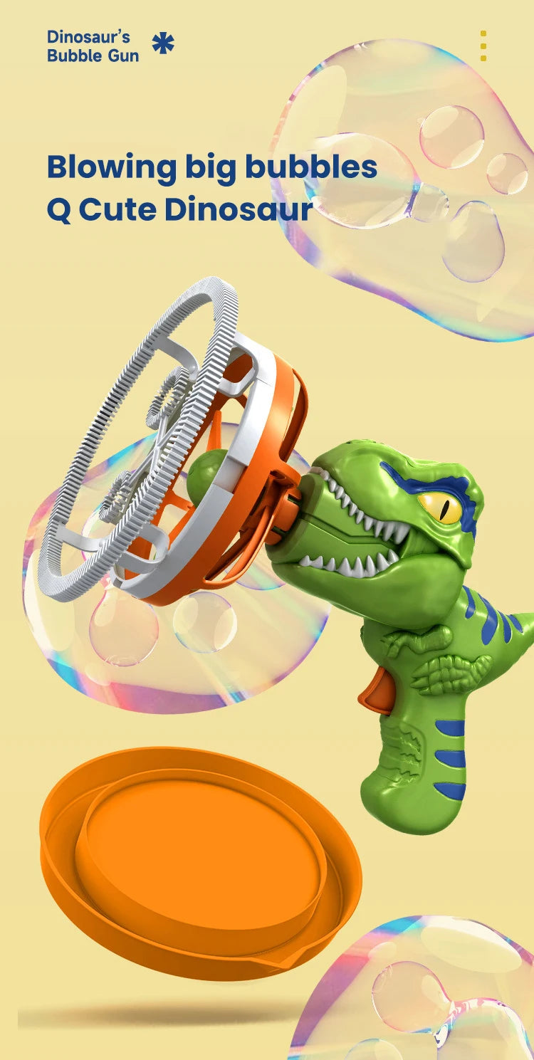 Dinosaur Electric Bubble Gun Automatic Blowing Tuba Large Soap Handheld Bubble Machine Kids Toys Birthday Party Outdoor Wedding