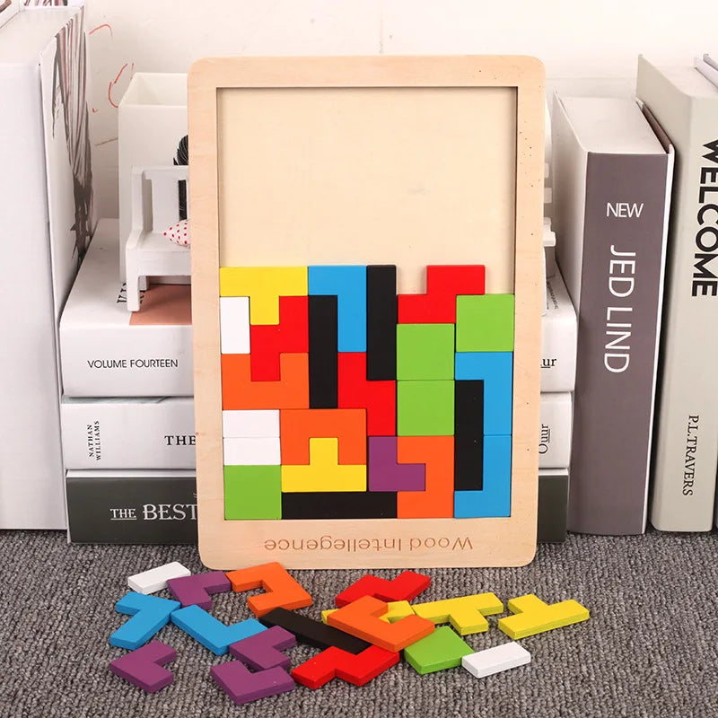 3D Wooden Russia Puzzle Baby Early Education Color Shape Game Children Thinking Logic Square Toy Puzzle For Kids Christmas Gifts