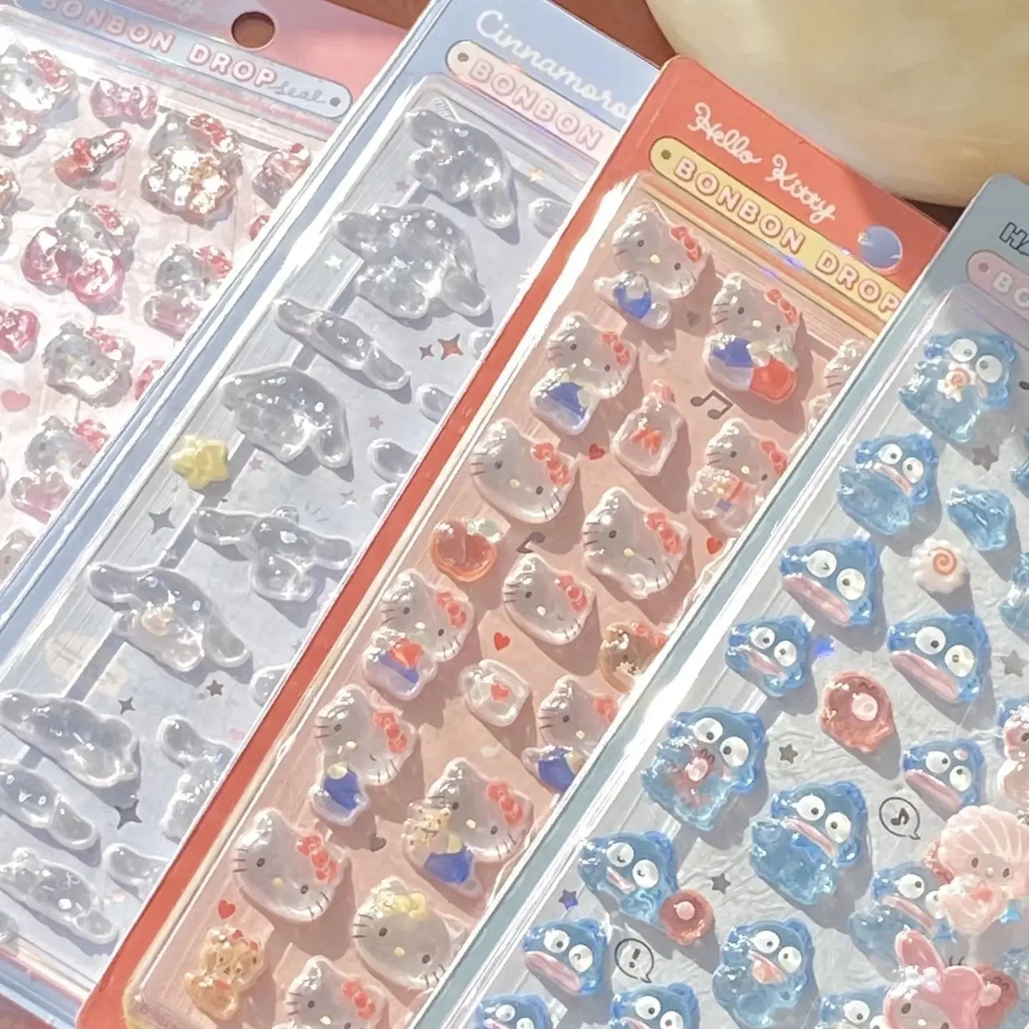 3D Sanrio Hello Kitty Anime Sticker Jelly Toys Phone DIY Crystal Decorative Stickers Christmas Cards Decorative Stickers Gifts