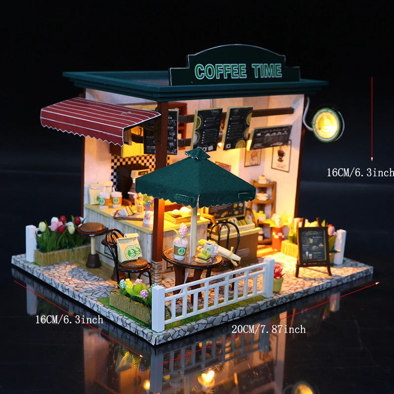 3D Puzzle Building Model Kit Wooden Miniature Doll House With LED Lights Assembled DollHouses Home Decoration Birthday Gifts