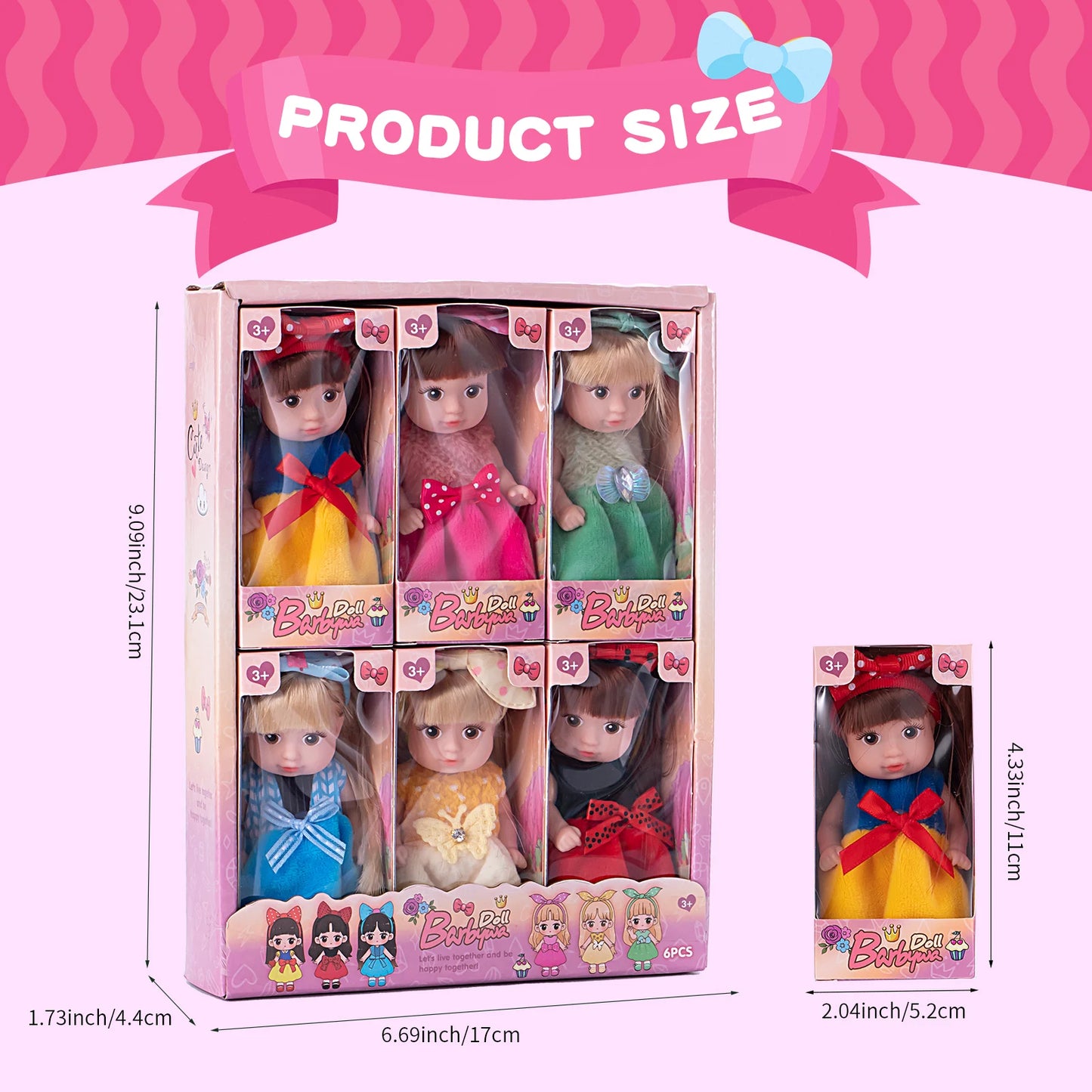 A Set of 6 Mini Baby Dolls, Reborn Baby Dolls, Suitable for Children Aged 3 And Above