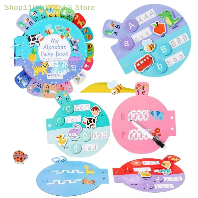 Interactive Activity Book Quiet Book Alphabet Stickers for Kids Brain Development
