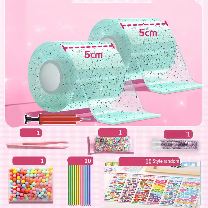 PET Nano Glue Knead Music Double Sided Tape Blow Bubbles Full Set Of Nano Tape Bubble Blowing Decompression Toy Stickers