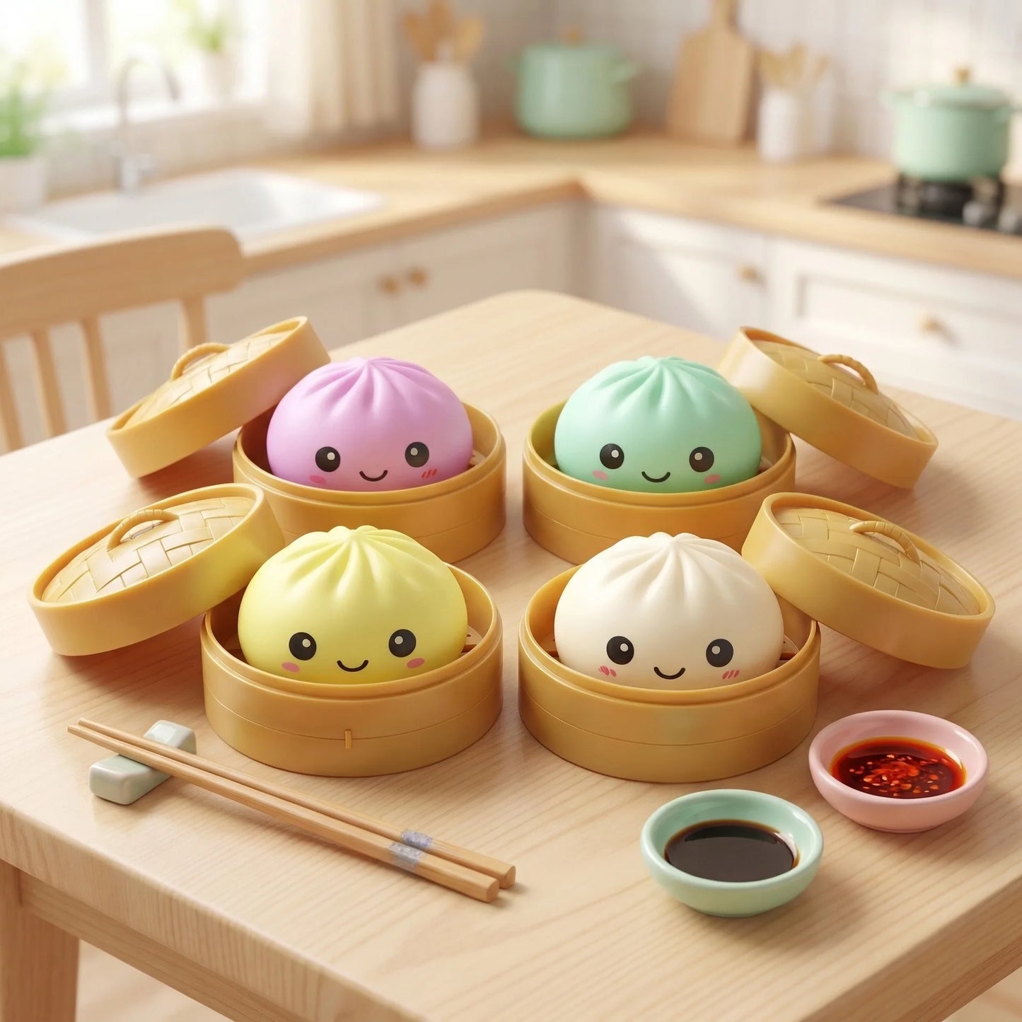 New Glitter Dumpling Glitter Dumpling Squishy with Box Dumplings Sensory Squeeze Toy for Stress Relief
