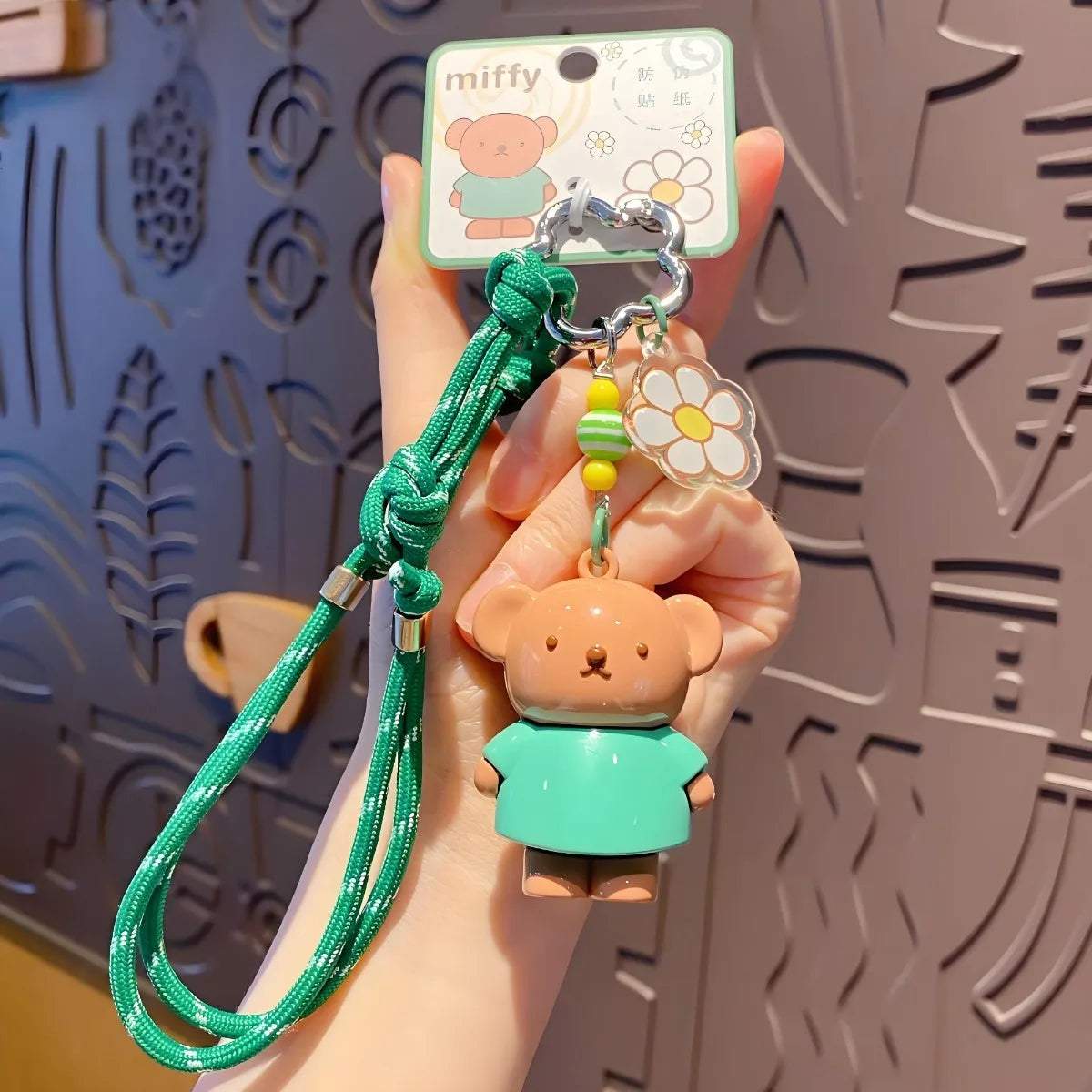 Kawaii Miffy Rabbit Keychain Doll  Cutegirlish Anime Cartoon Creative Rope Weaving Keychain Schoolbag Couple Gift