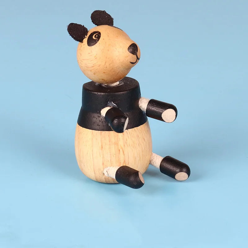 Wooden Action Toy Figures Simulation Animal Movable Joint Model Doll Elephant Monkey Giraffe Lion Educational Toys For Children