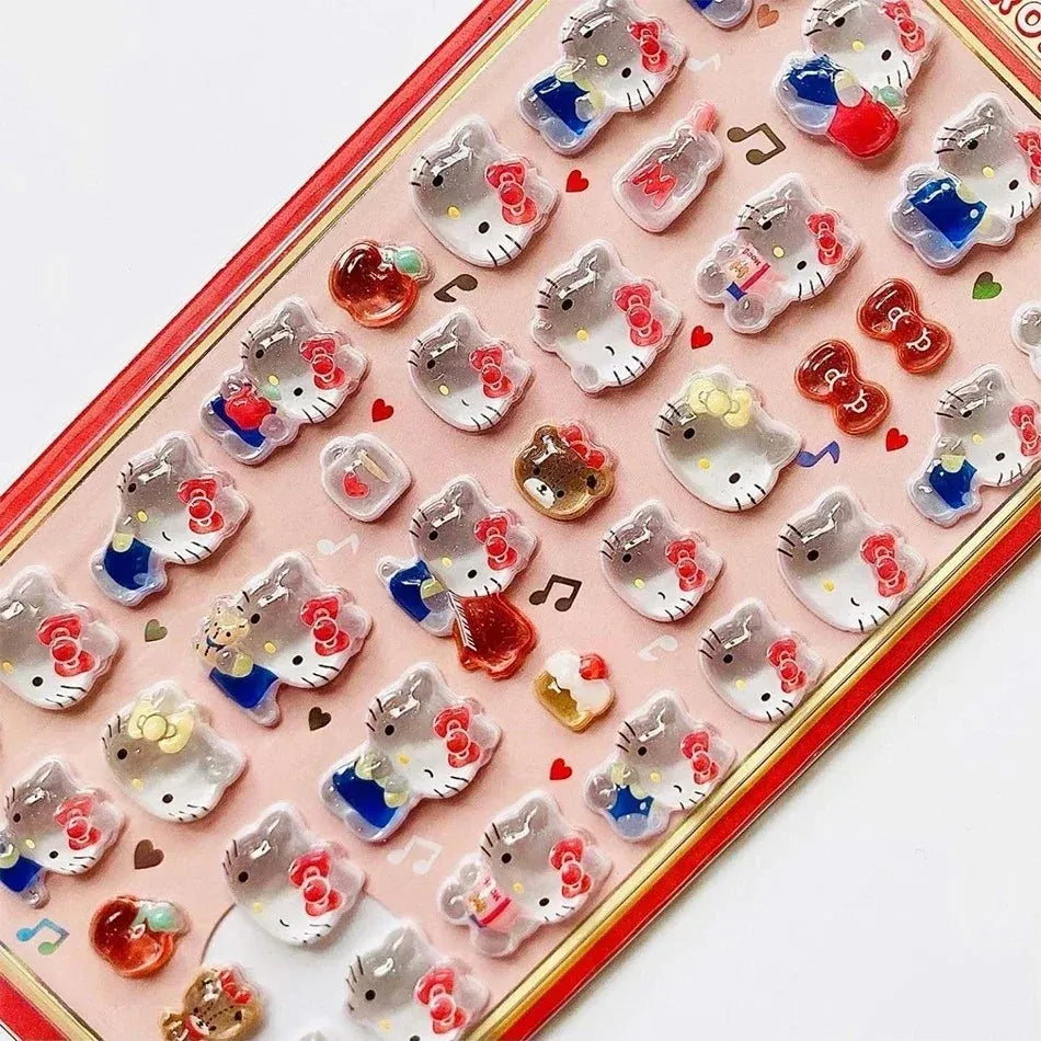 3D Sanrio Hello Kitty Anime Sticker Jelly Toys Phone DIY Crystal Decorative Stickers Christmas Cards Decorative Stickers Gifts