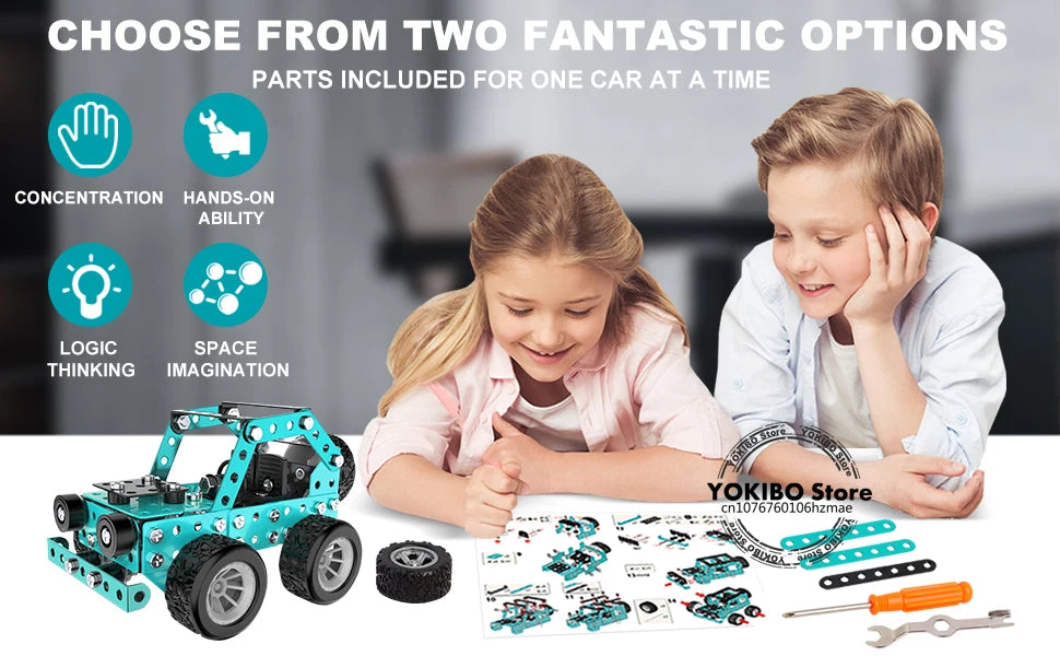 Building Toys Model Truck Set STEM Building Projects Model Car Kit Toys for Kids Assembly Toys for Boys 3D Metal Engineering Kit
