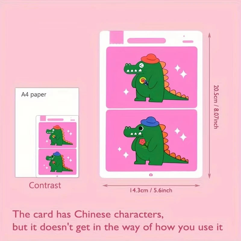 Find Differences Card Game Reusable Cartoon Educational Puzzle for Kids Three Difficulty Levels for Focus Attention Training