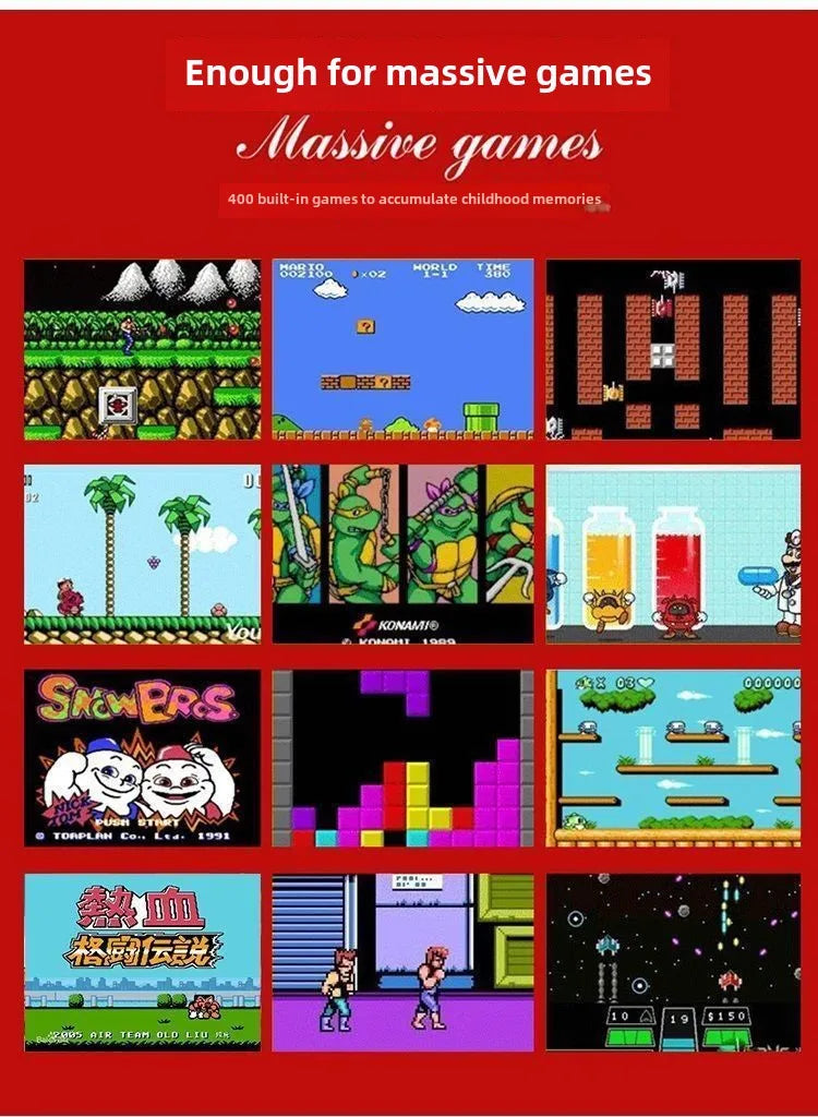 Retro Classic Games Kids Handheld Mini Game Console 400 Games,Rechargeable,Connectable with TV,Doubles,Party Kids Adult Toys