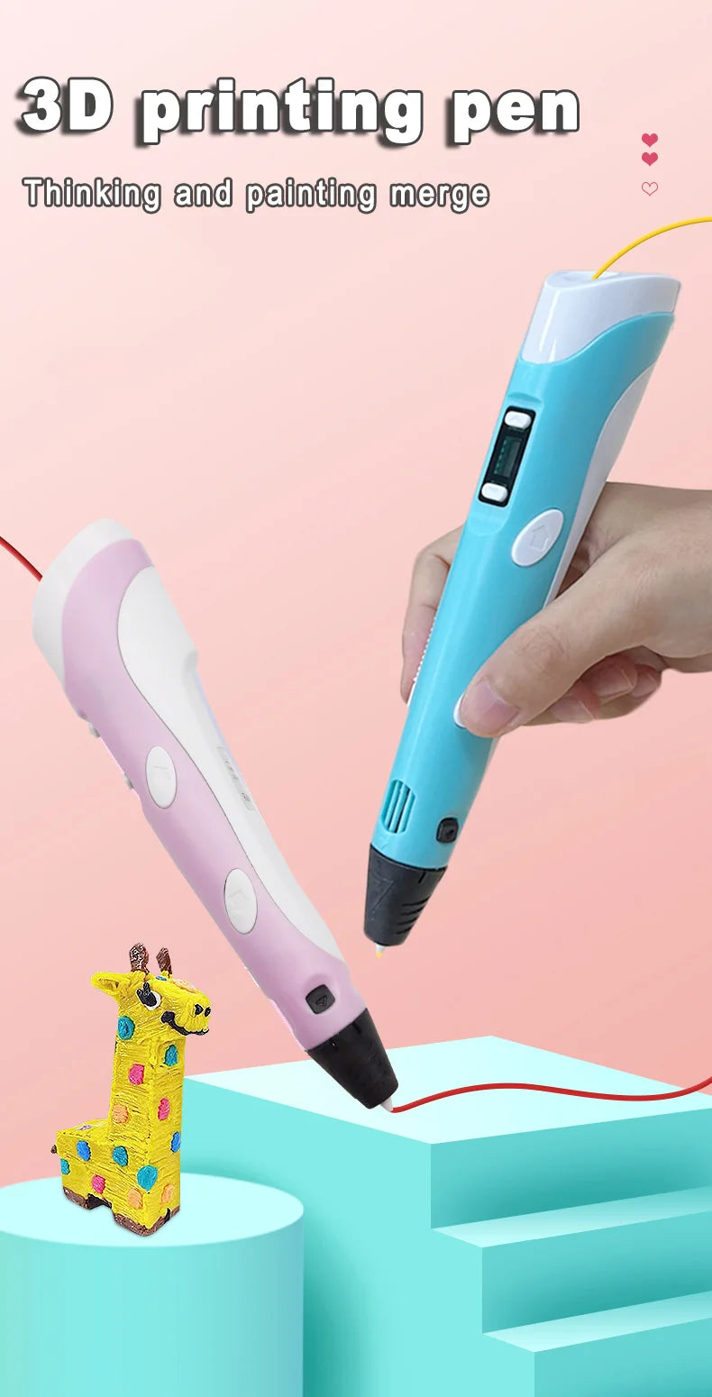 3D Printing Pen DIY Three-dimensional Painting Children Toys Fun Camouflage with Power Adapter PLA Filament New Style Gift