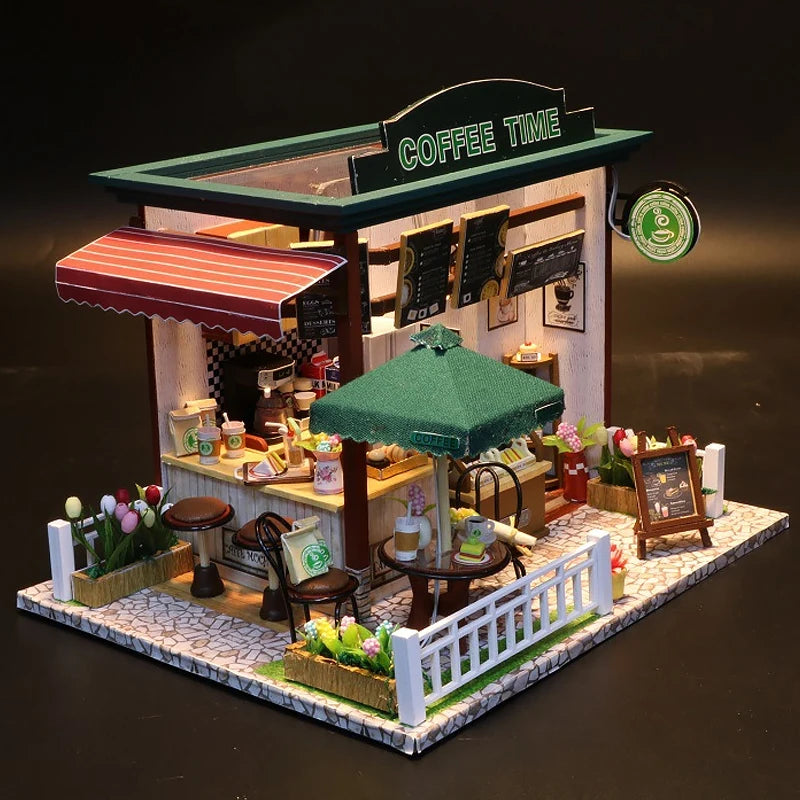 3D Puzzle Building Model Kit Wooden Miniature Doll House With LED Lights Assembled DollHouses Home Decoration Birthday Gifts