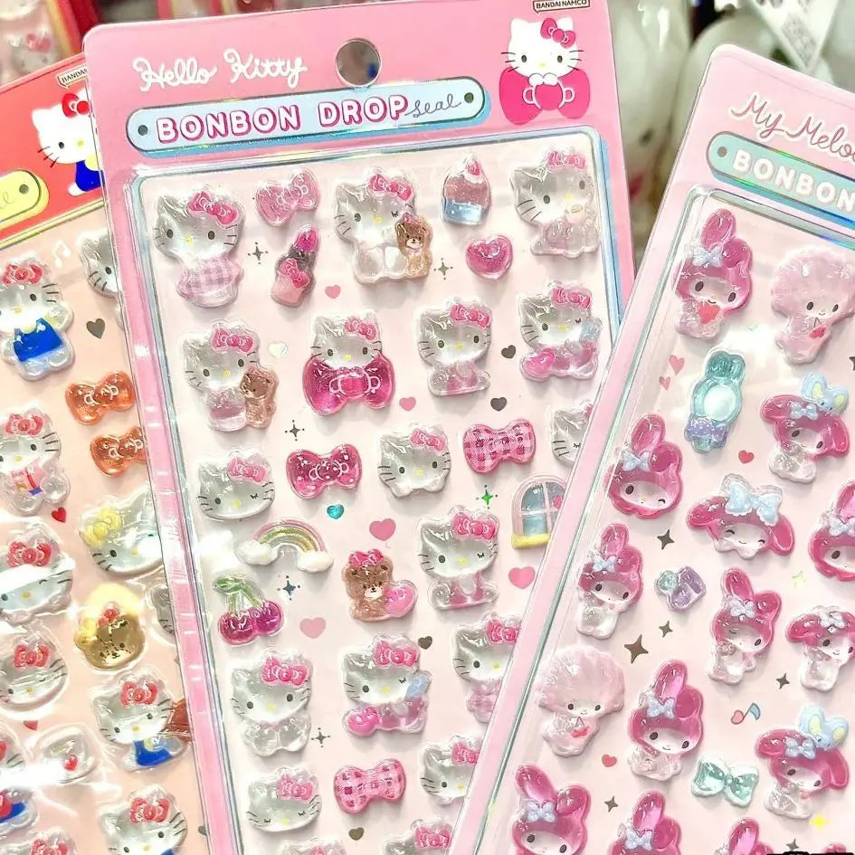 3D Sanrio Hello Kitty Anime Sticker Jelly Toys Phone DIY Crystal Decorative Stickers Christmas Cards Decorative Stickers Gifts