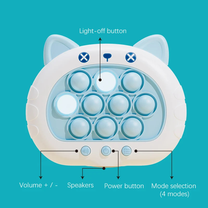 Electronic Pop Quick Push Bubble Game Machine Children's Cartoon Fun Stress Relief Toy Boys and Girls Halloween Gifts