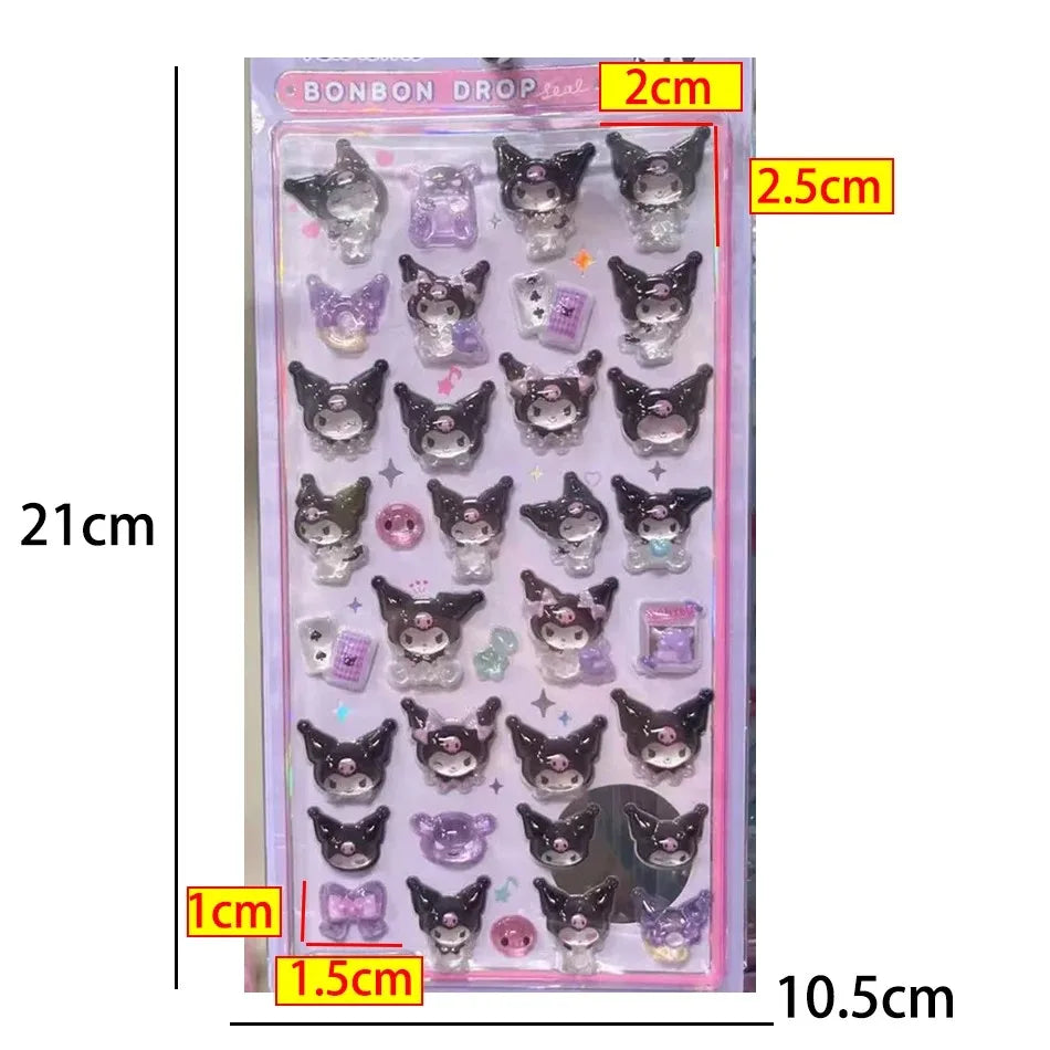 3D Sanrio Hello Kitty Anime Sticker Jelly Toys Phone DIY Crystal Decorative Stickers Christmas Cards Decorative Stickers Gifts