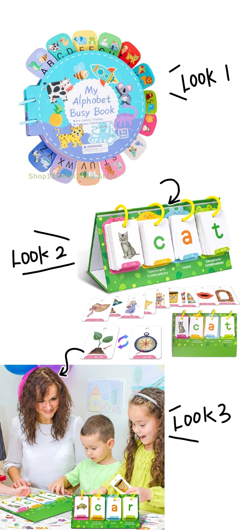 Interactive Activity Book Quiet Book Alphabet Stickers for Kids Brain Development