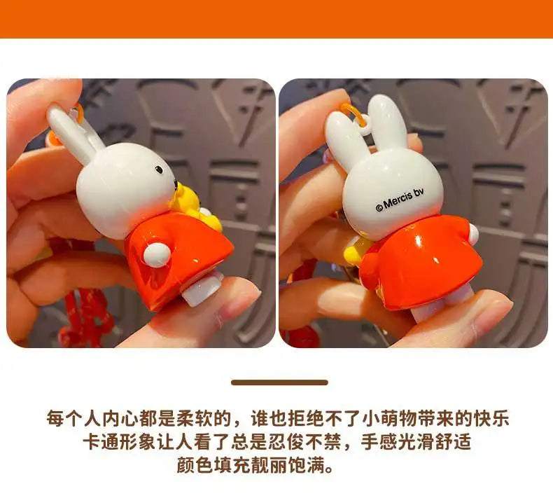 Kawaii Miffy Rabbit Keychain Doll  Cutegirlish Anime Cartoon Creative Rope Weaving Keychain Schoolbag Couple Gift