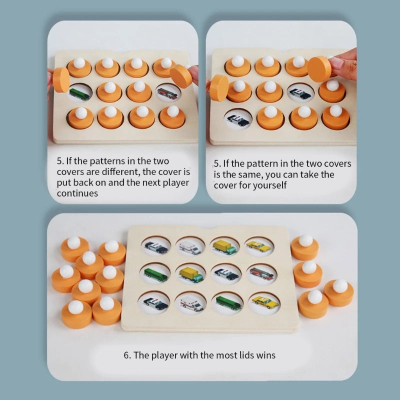 Montessori Memory Match Chess Game 3D Puzzles Wooden Early Educational Family Party Casual Interaction Game Toy For Children Kid