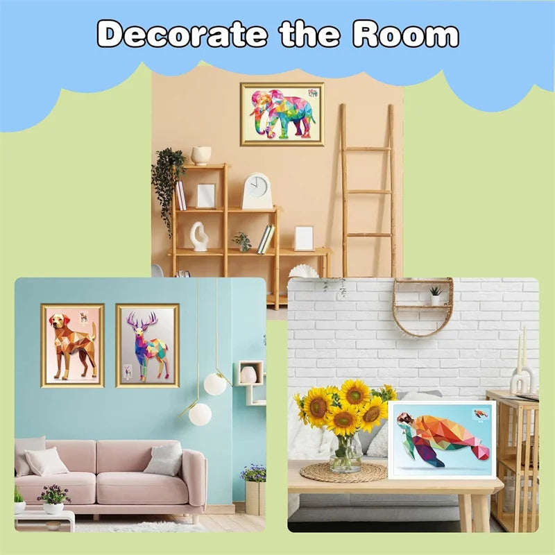 3D Geometric Collage Educational Toy For Kids Cartoon Stickers Beginner Craft Kit For Children