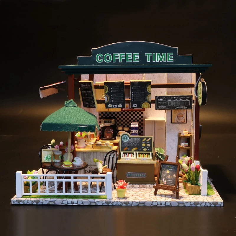3D Puzzle Building Model Kit Wooden Miniature Doll House With LED Lights Assembled DollHouses Home Decoration Birthday Gifts
